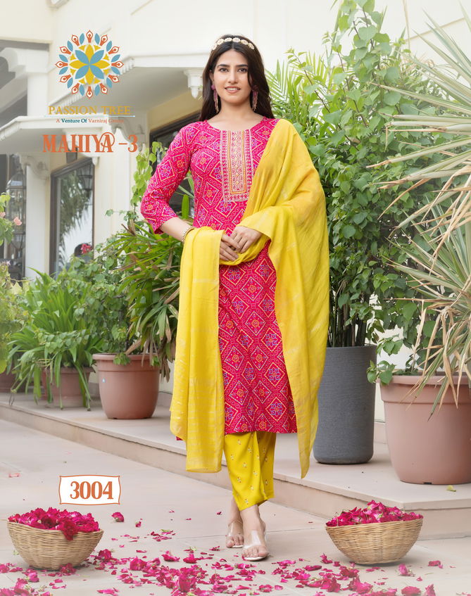 Mahiya Vol 3 By Passion Tree Rayon Gold Printed Kurti With Bottom Dupatta Orders In India
